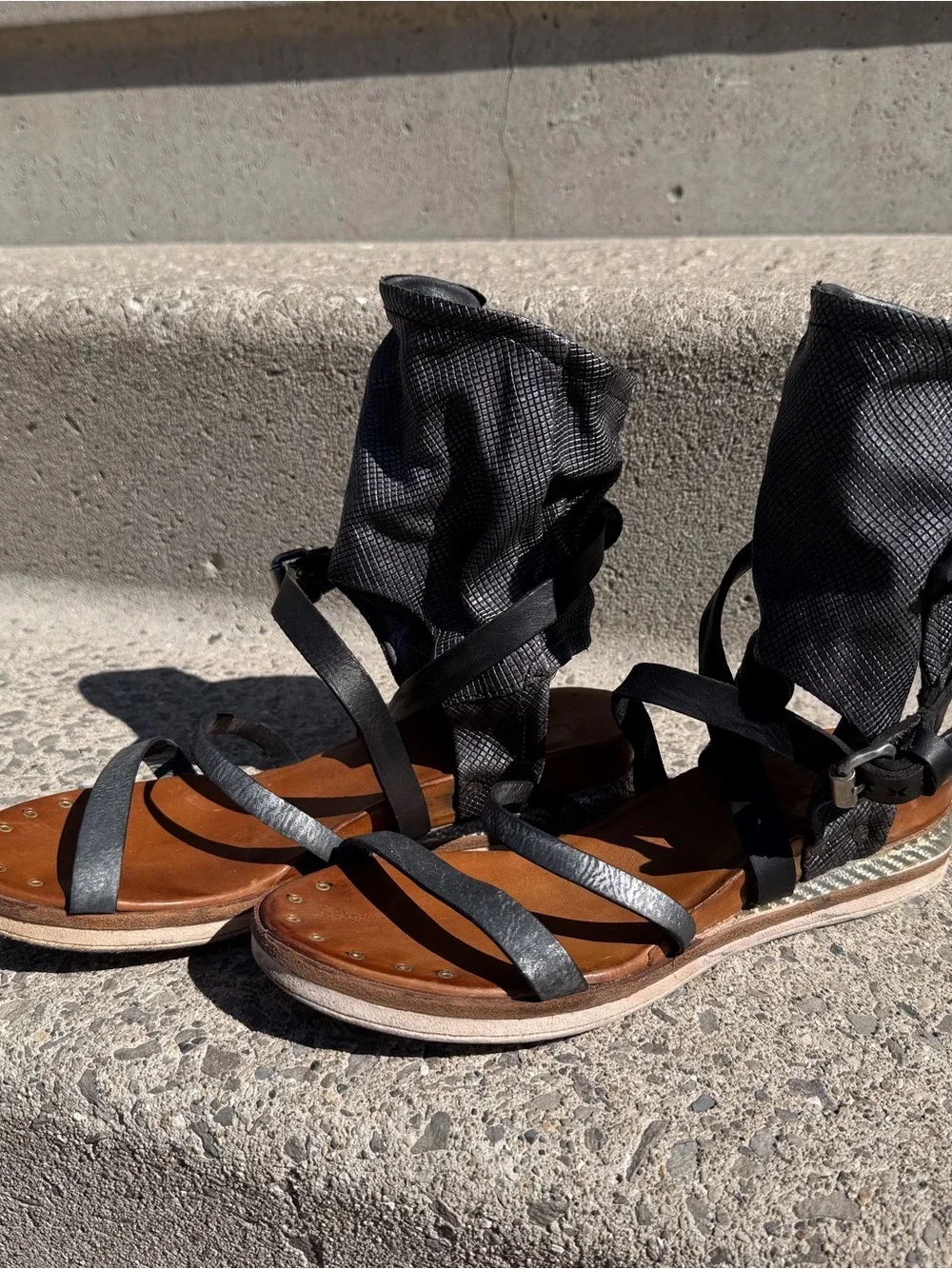 A.S. 98 Bowery Sandals Size 39 Leather Bohemian Festival Monk Booties AS98 - Picture 6 of 8